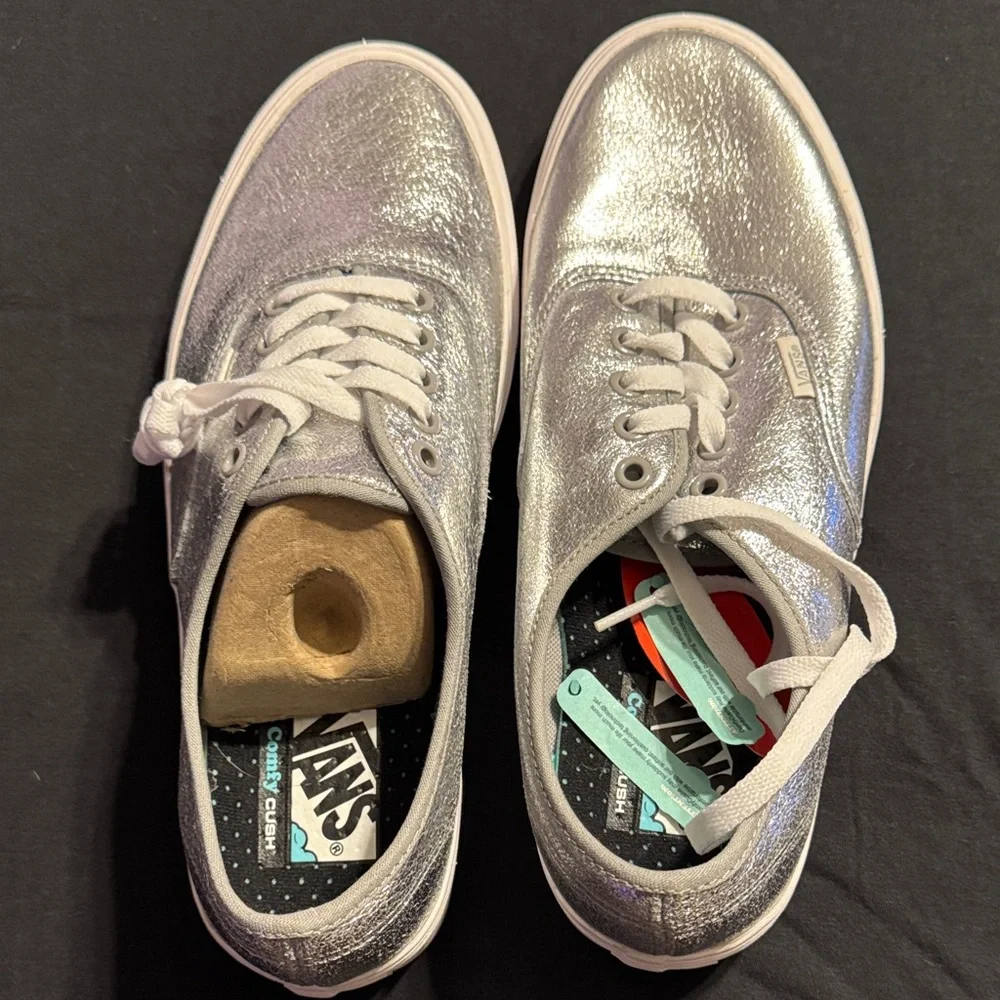 Vans Women’s Metallic Silver Sneakers - Picture 1 of 4